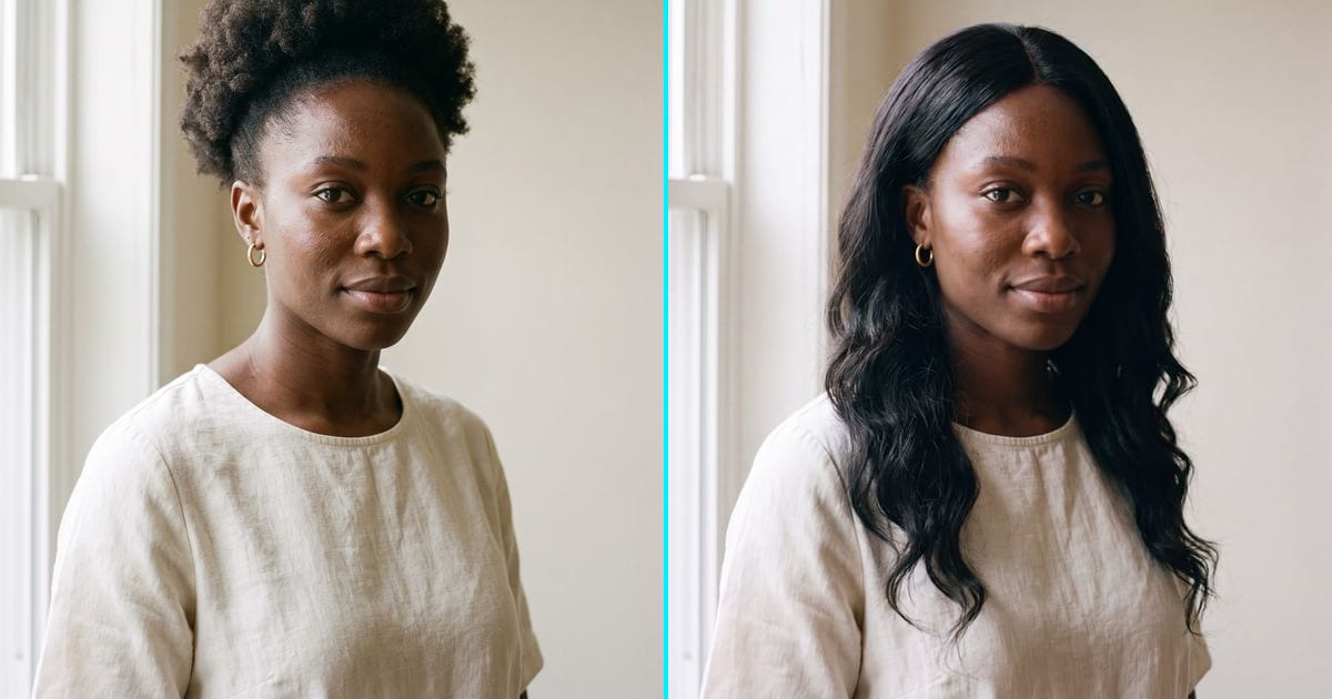Essai coiffure : avant et après